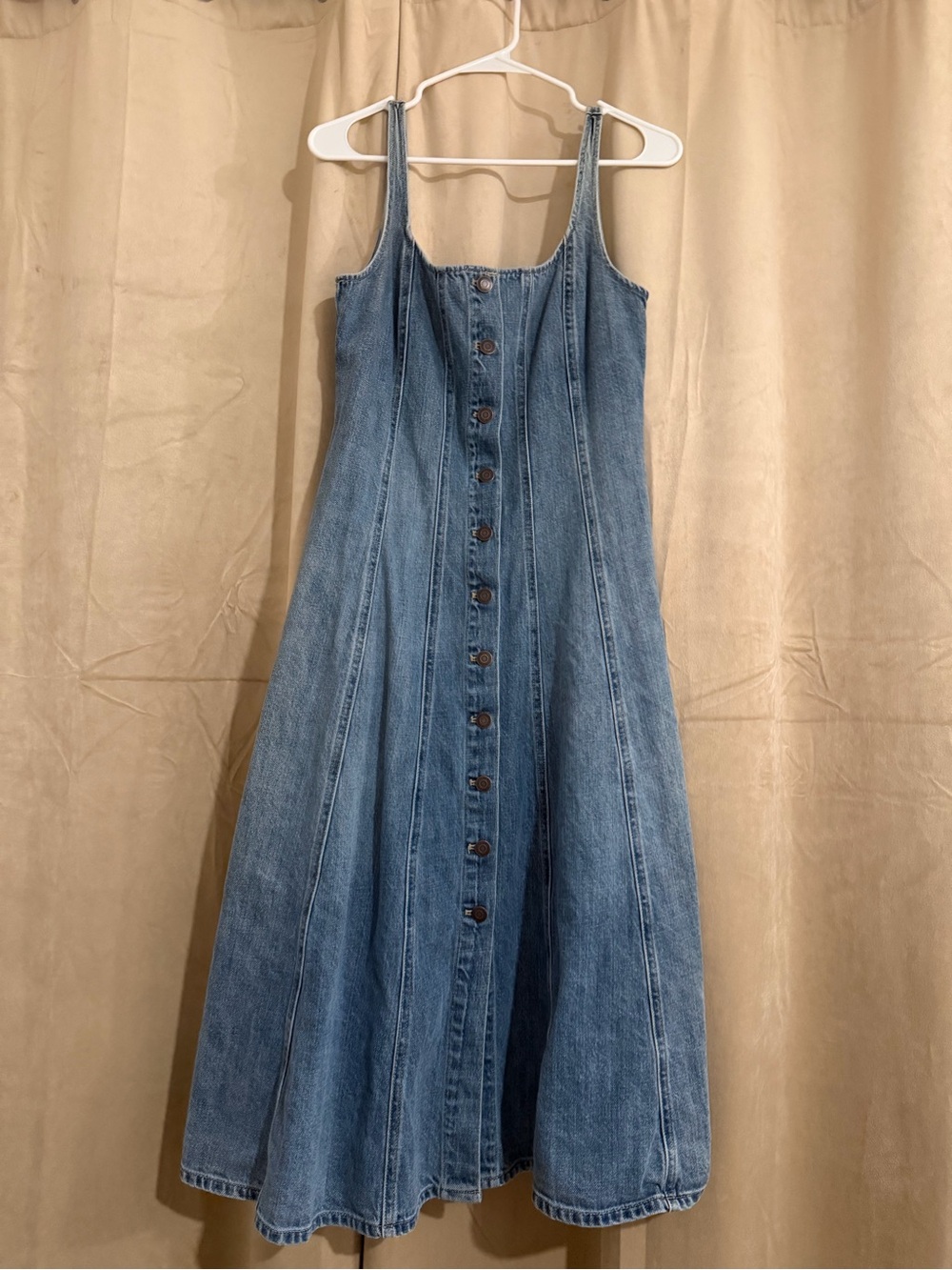 H&M Blue Denim Button-Front Midi Dress